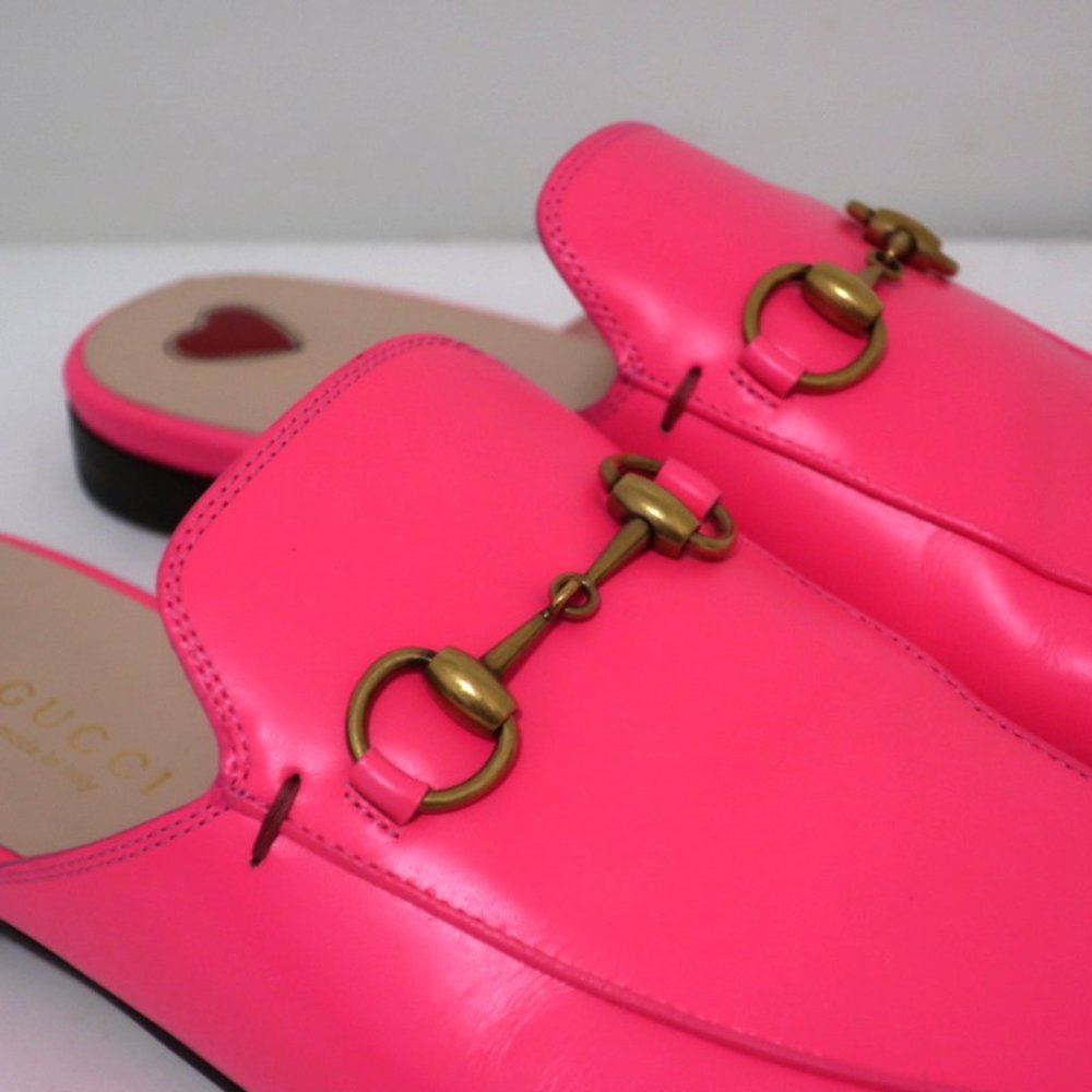 Gucci Princetown Loafer Mules Neon Pink Leather - Picture 3 of 12